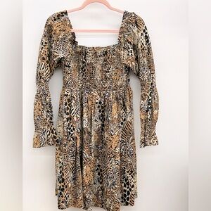 NWT Lilly Pulitzer Beyonca Long Sleeve Smocked in Rattan Walk on the Wild Side